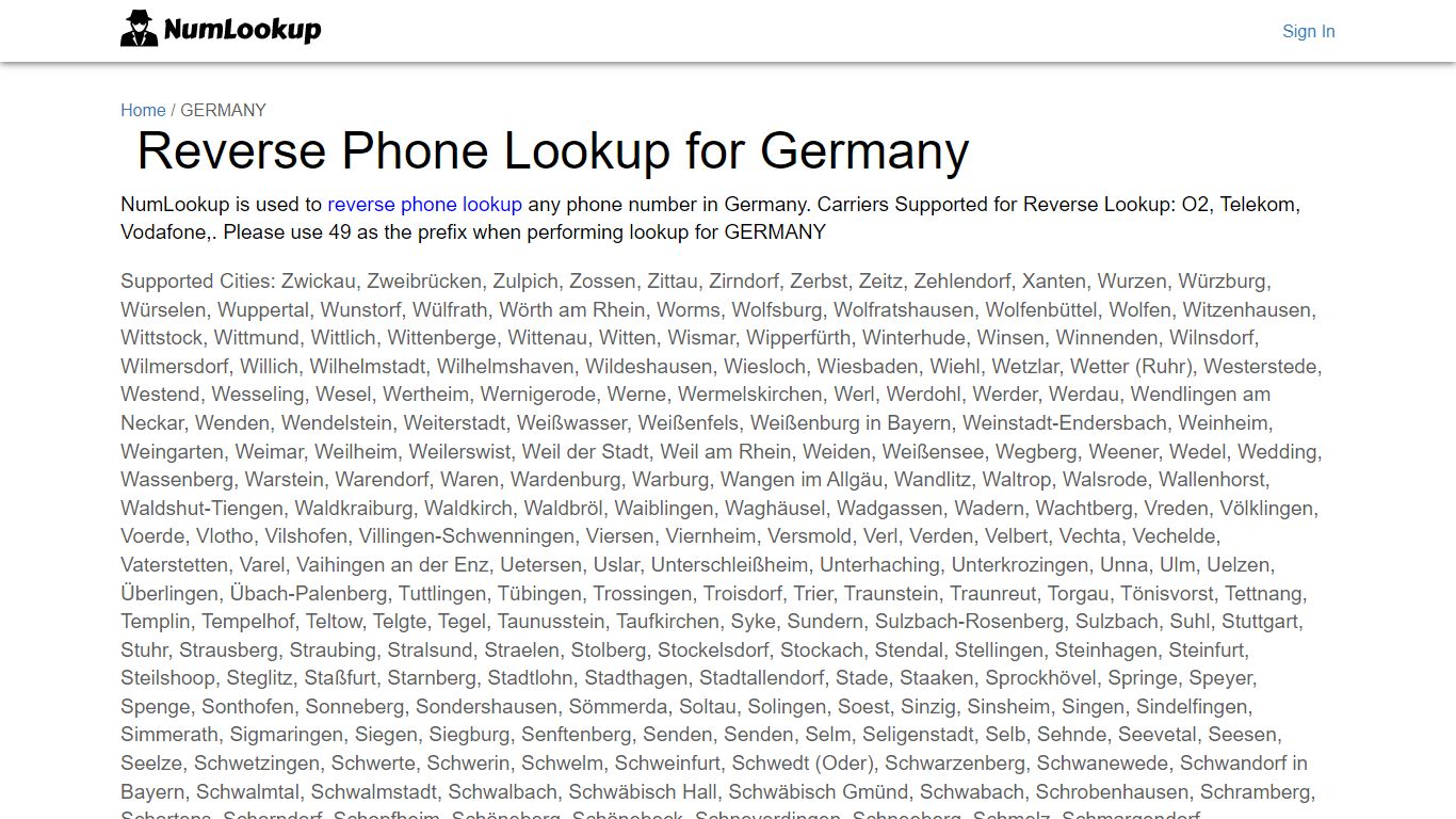 Reverse Phone Number Lookup for Germany | NumLookup